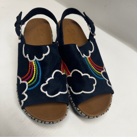 Skechers Black Wedges with Rainbow Embroidery - Picture 7 of 8